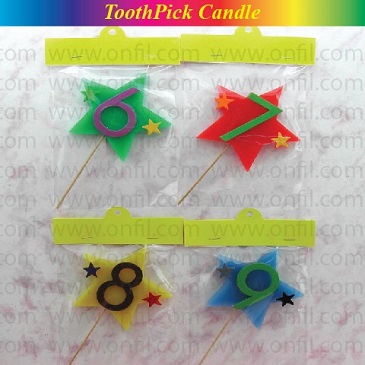 Numeric Star Toothpick Candle